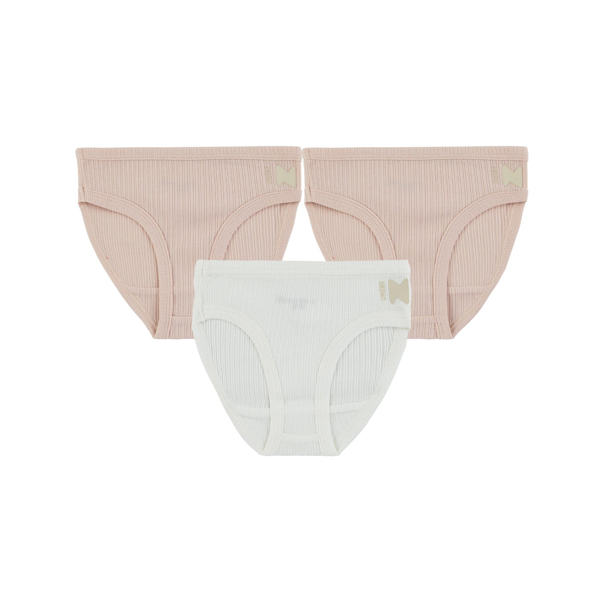 Ribbed Mauve + White  (3 Panties) - HoneyBug 