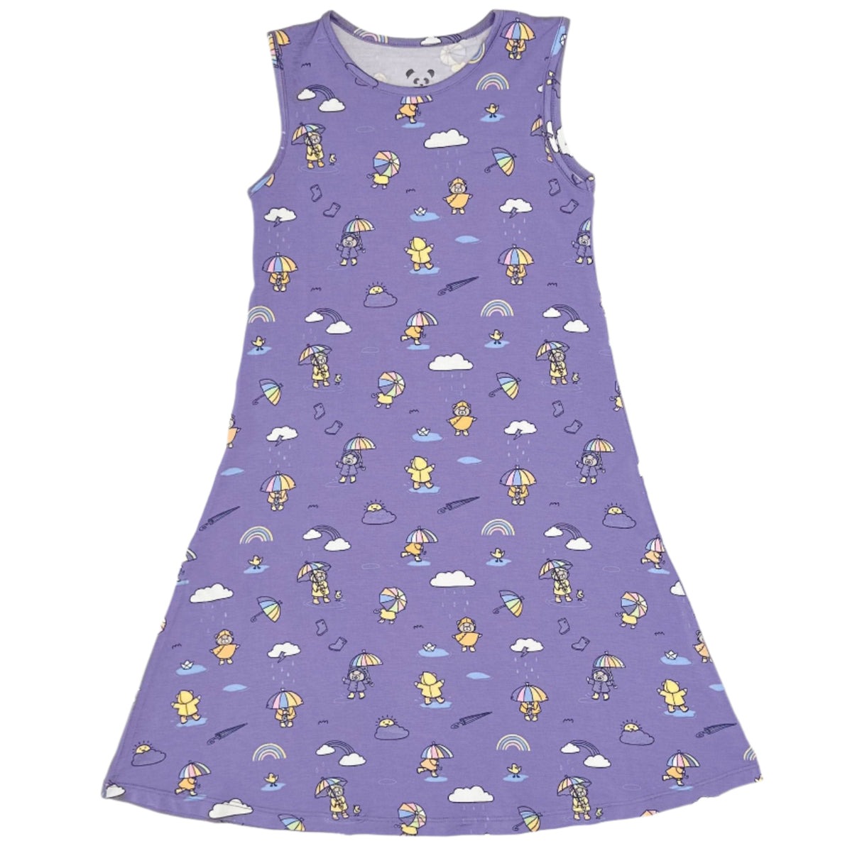 Rainbow Bear Bamboo Girls' Sleeveless Dress - HoneyBug 