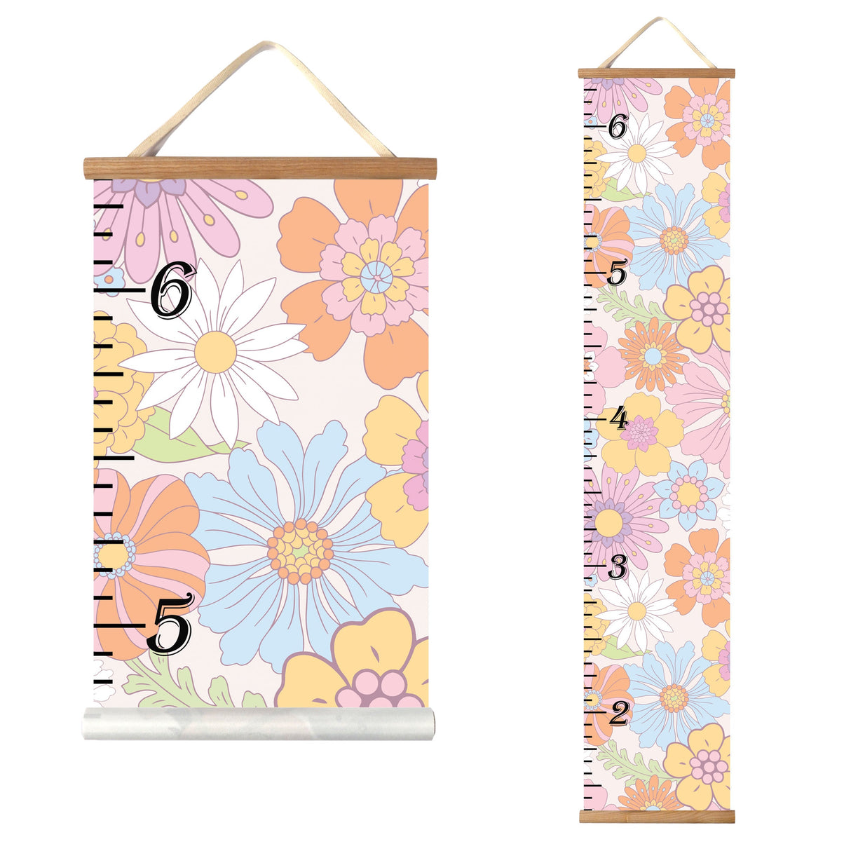 Canvas Kids Growth Chart - Retro Floral