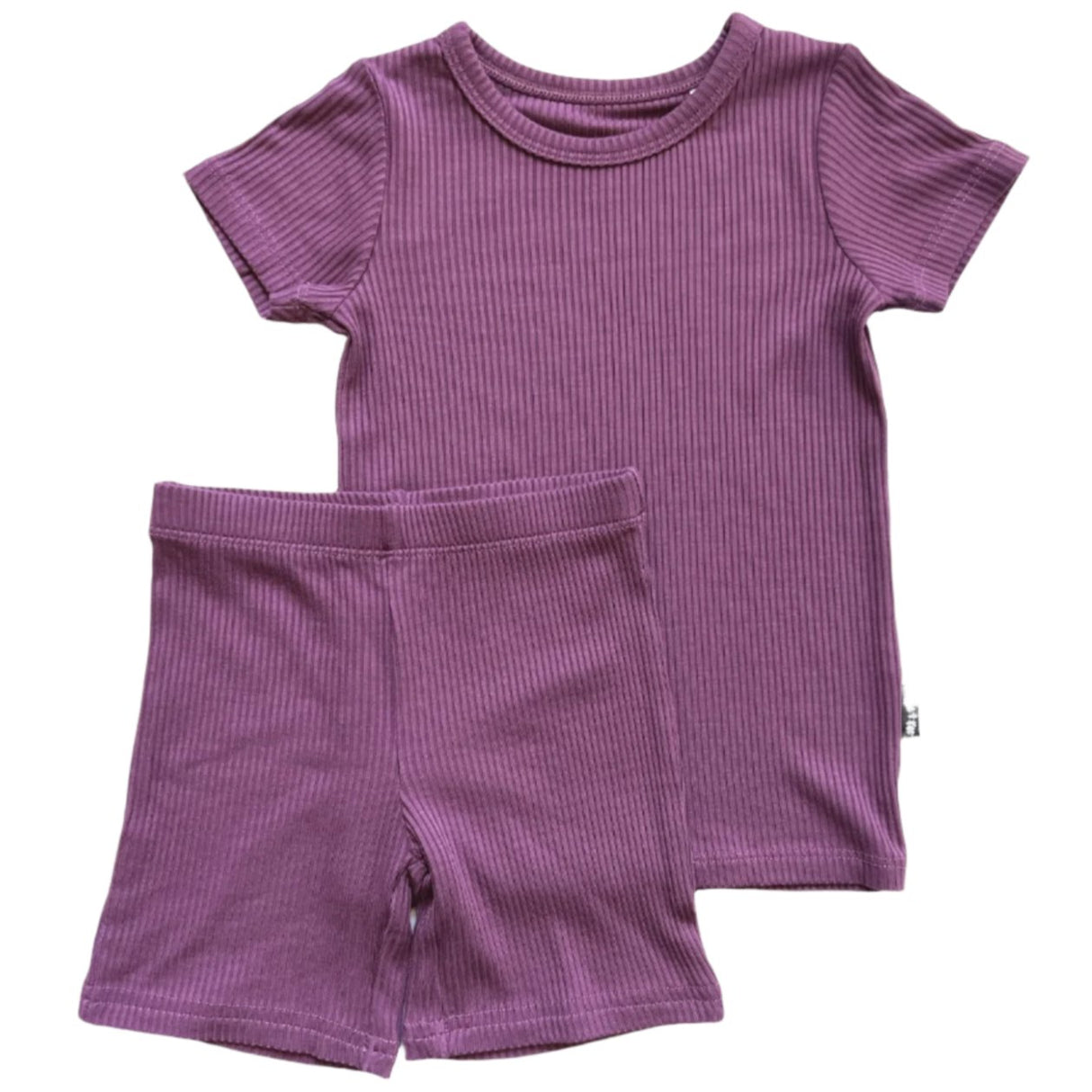 TWO PIECE SHORTIE SET- Plum Ribbed