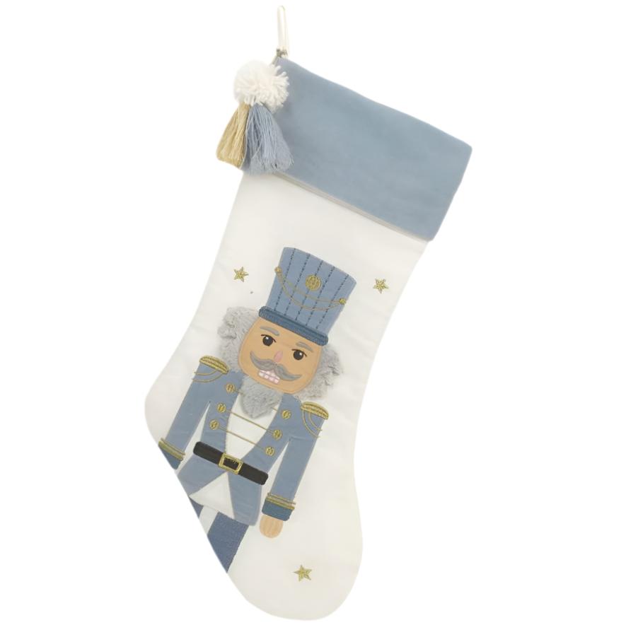 Tassled Nutcracker Stocking - Winter Blue