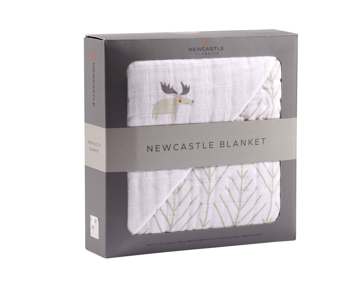 Mister Moose and Forest Arrow Cotton Muslin Newcastle Blanket - HoneyBug 
