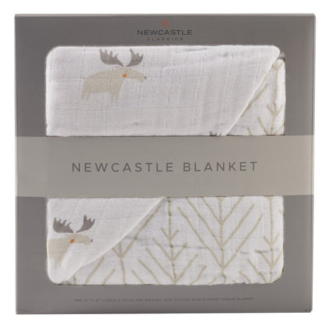 Mister Moose and Forest Arrow Cotton Muslin Newcastle Blanket - HoneyBug 