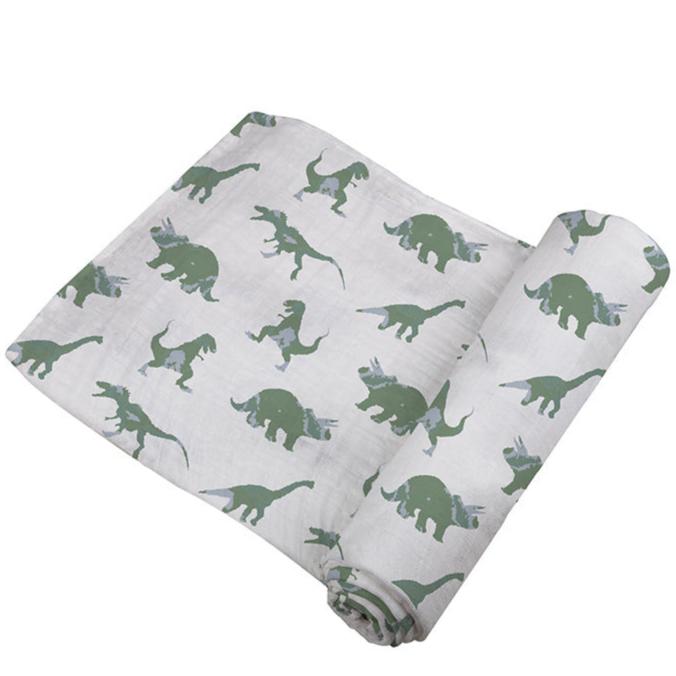 Granite Green Dinosaurs Cotton Swaddle - HoneyBug 