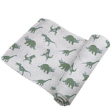 Granite Green Dinosaurs Cotton Swaddle - HoneyBug 