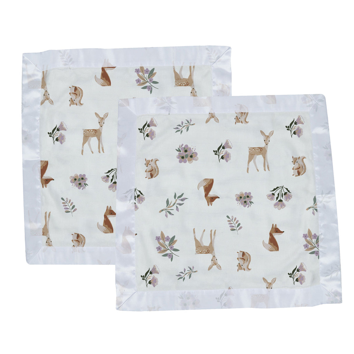 Sierra Fox and Deer Cotton Muslin Security Baby Blankie - HoneyBug 