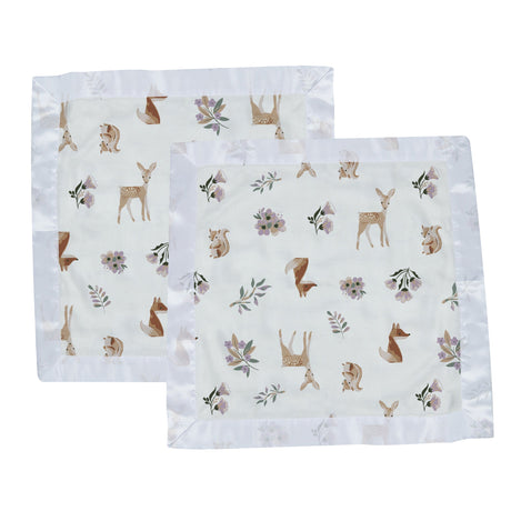 Sierra Fox and Deer Cotton Muslin Security Baby Blankie - HoneyBug 