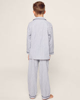Kid's Twill Pajama Set in Navy French Ticking - HoneyBug 