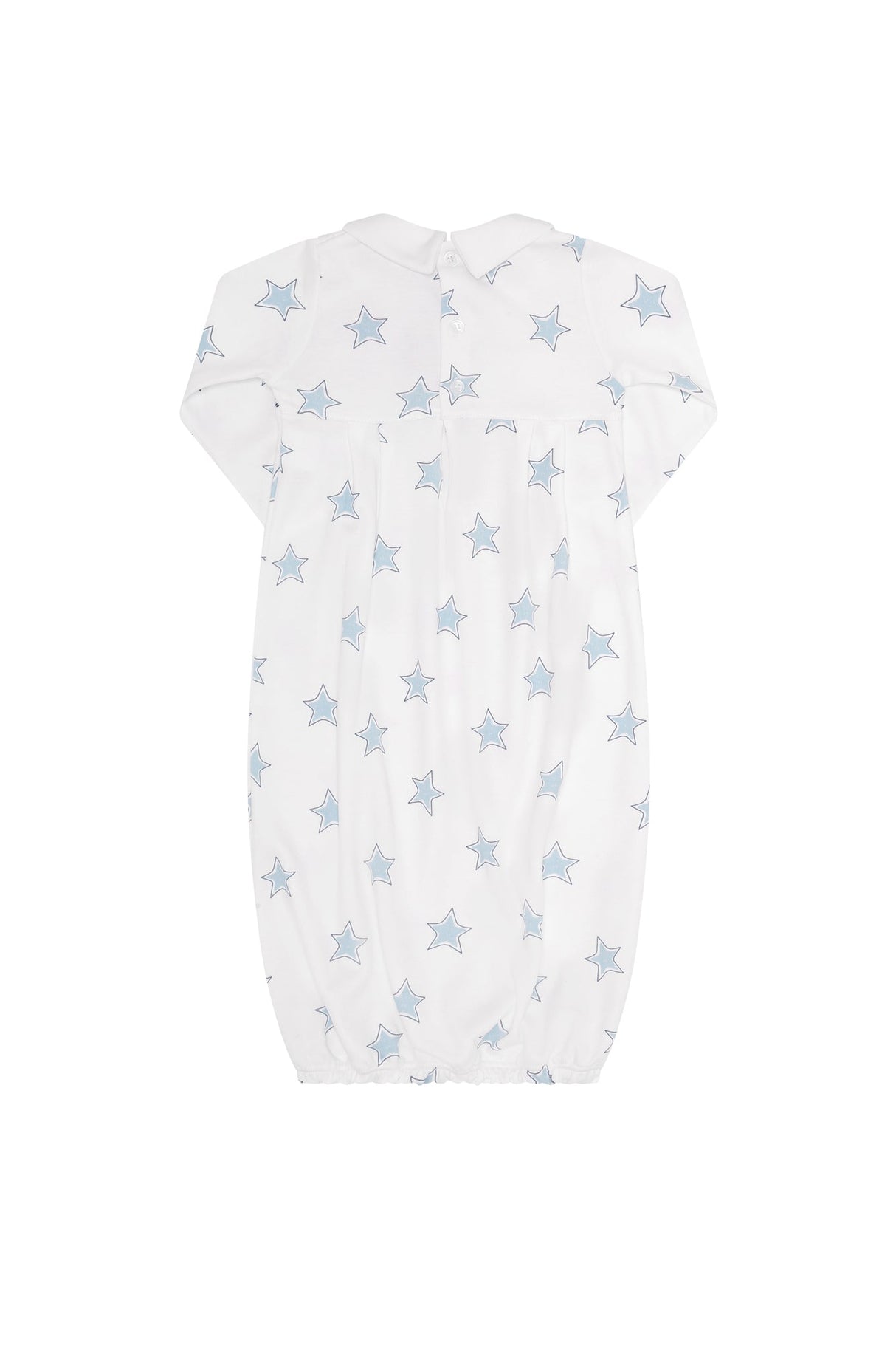 Blue Stars Print Smocked Gown