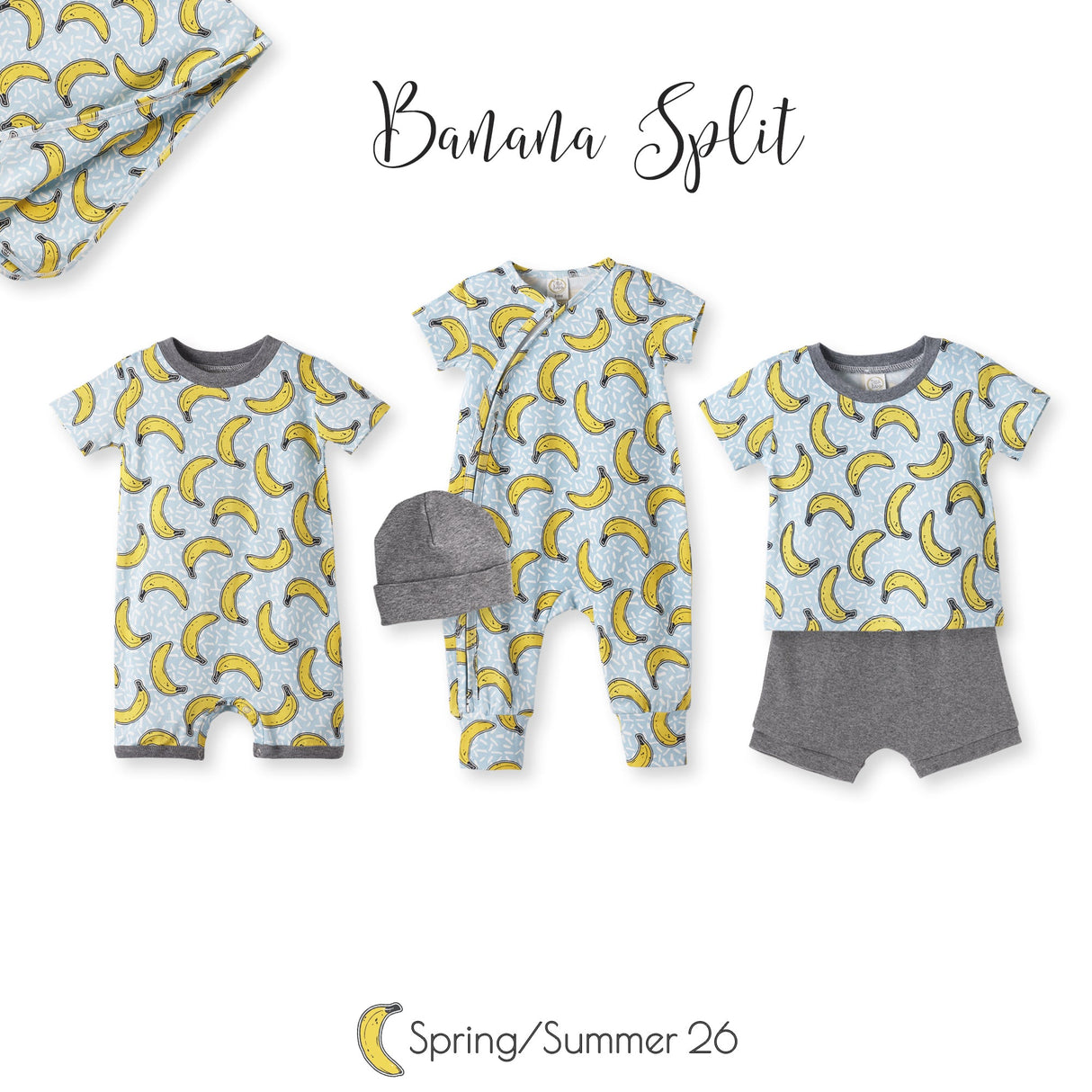 Banana Split Bamboo T-Shirt & Cotton Shorts Set for Boys