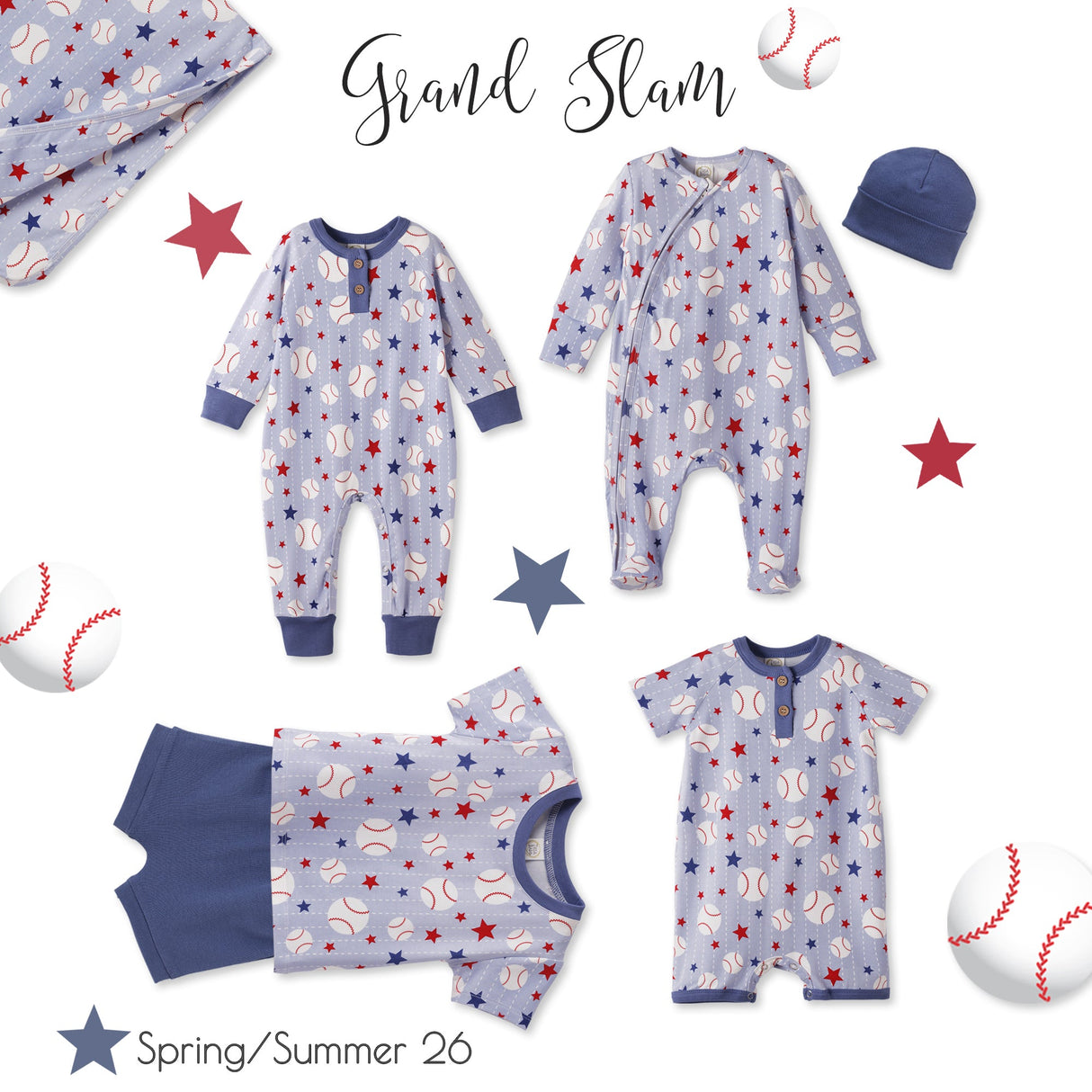 Grand Slam Baseball Bamboo Tee & Cotton Shorts Set