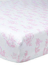 Pink Toile Baby Crib Sheets - HoneyBug 