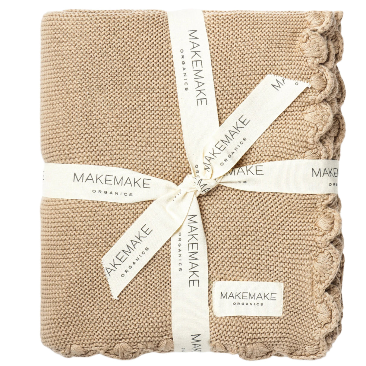 Organic Cotton Scalloped Baby Blanket - Sand