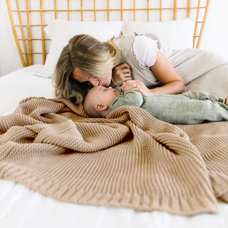 Organic Knit Throw Blanket - Sand