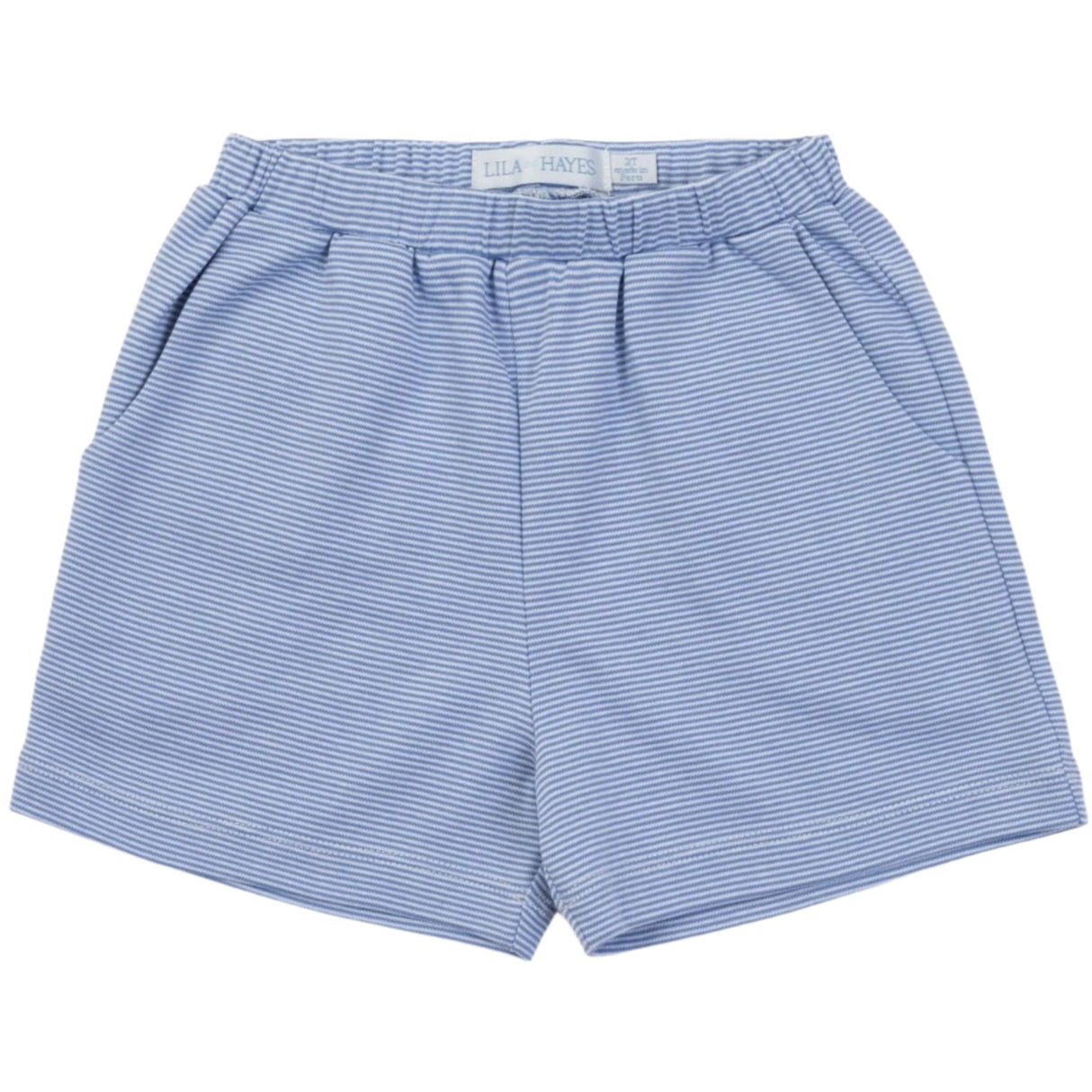 Sawyer Boys' Pima Cotton Play Shorts - Blue and White Stripe - HoneyBug 