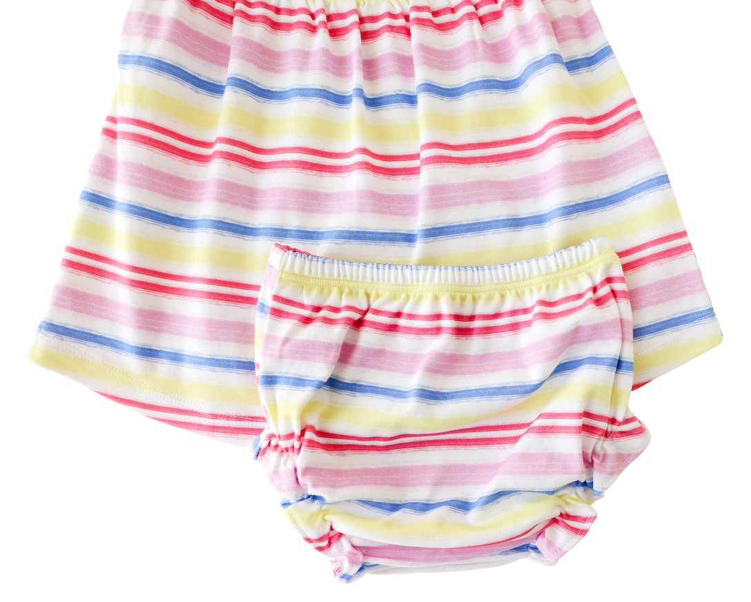 Rainbow Stripe Smocked Tank Dress