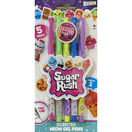 Sugar Rush Scented Neon Gel Pens - 5 Pack - HoneyBug 