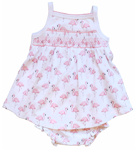Pink Flamingo Smocked Dress - HoneyBug 