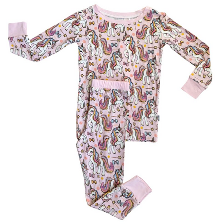 Pink Unicorn | Two-Piece Bamboo Pajama Set - HoneyBug 