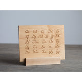 Wooden Alphabet Montessori Board and Tabletop Reference Chart • Classic Script Cursive - HoneyBug 