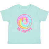 Be Happy Short Sleeve T-Shirt - Aqua - HoneyBug 