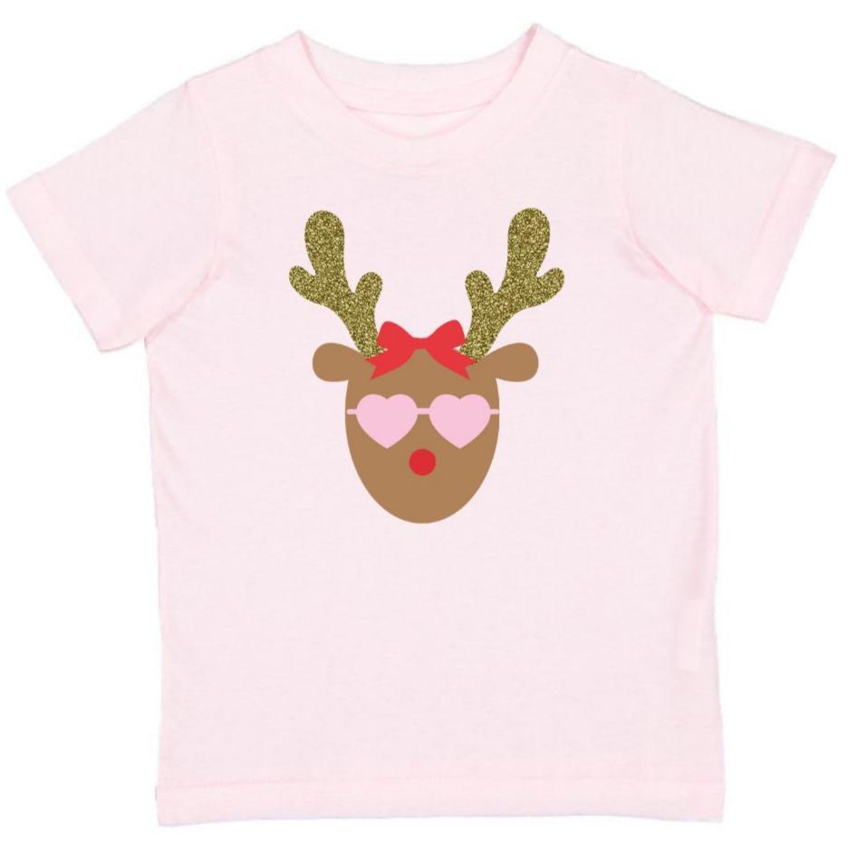 Girly Reindeer Christmas Short Sleeve T-Shirt - Ballet