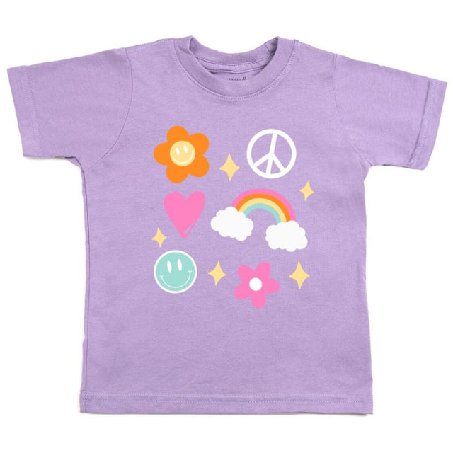 Happy Doodle Short Sleeve T-Shirt - Lavender - HoneyBug 