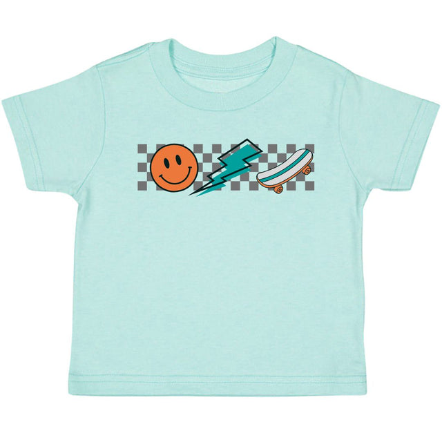 Happy Skater Dude Short Sleeve T-Shirt - Aqua - HoneyBug 