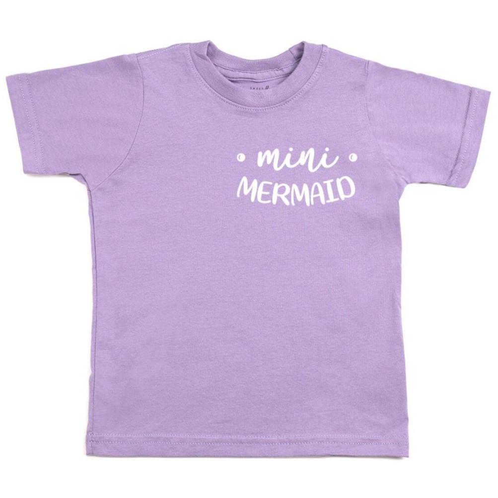 Mini Mermaid White Short Sleeve T-Shirt - Lavender