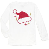 Santa Hat Christmas Long Sleeve Shirt - White