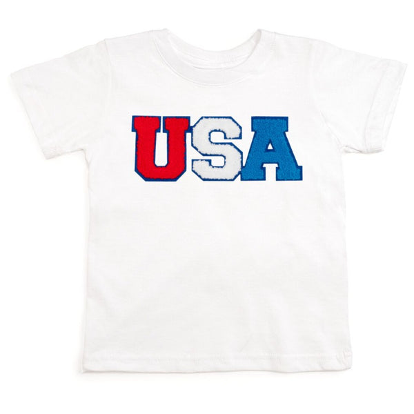 USA Patch Short Sleeve T-Shirt - White - HoneyBug 