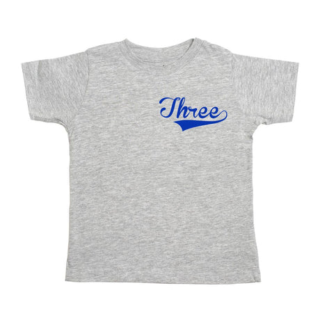 Three Birthday Boy Short Sleeve T-Shirt - Gray - HoneyBug 