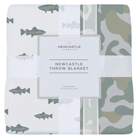 Gone Fishing and Hunter's Camo Bamboo Newcastle Throw Blanket - HoneyBug 