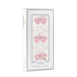 Pink Monster Trucks Bamboo Muslin Swaddle - HoneyBug 