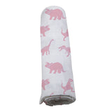 Pink Dinosaurs Bamboo Muslin Swaddle - HoneyBug 