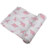 Pink Dinosaurs Bamboo Muslin Swaddle - HoneyBug 