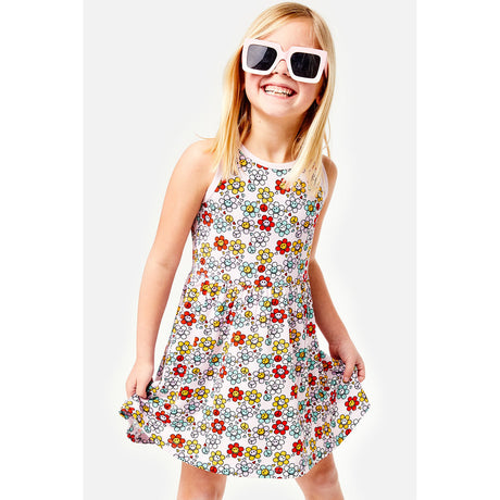 Stretchy Sleeveless Twirl Dress - Smiley Flowers