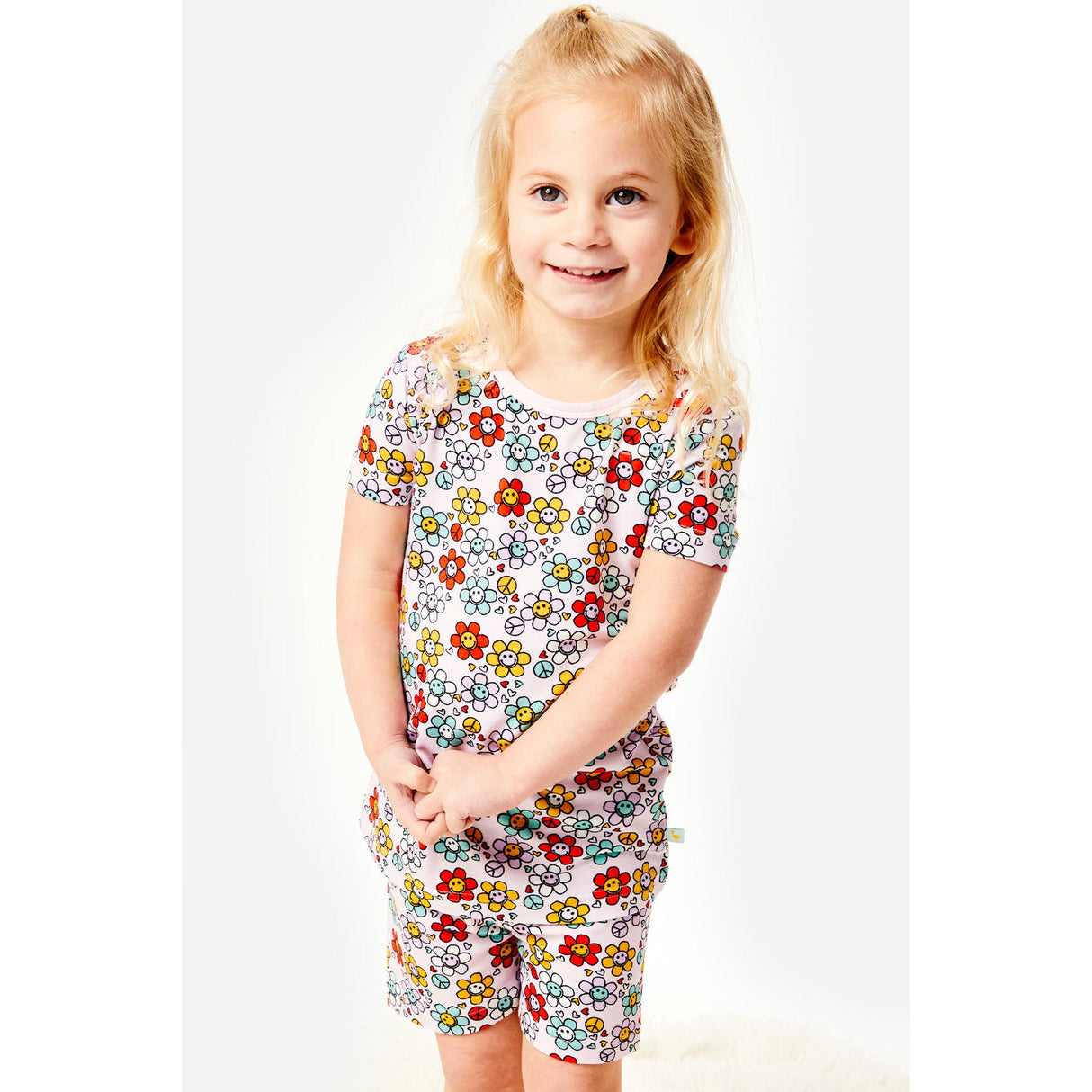 Shorts Pajama Set - Smiley Flowers