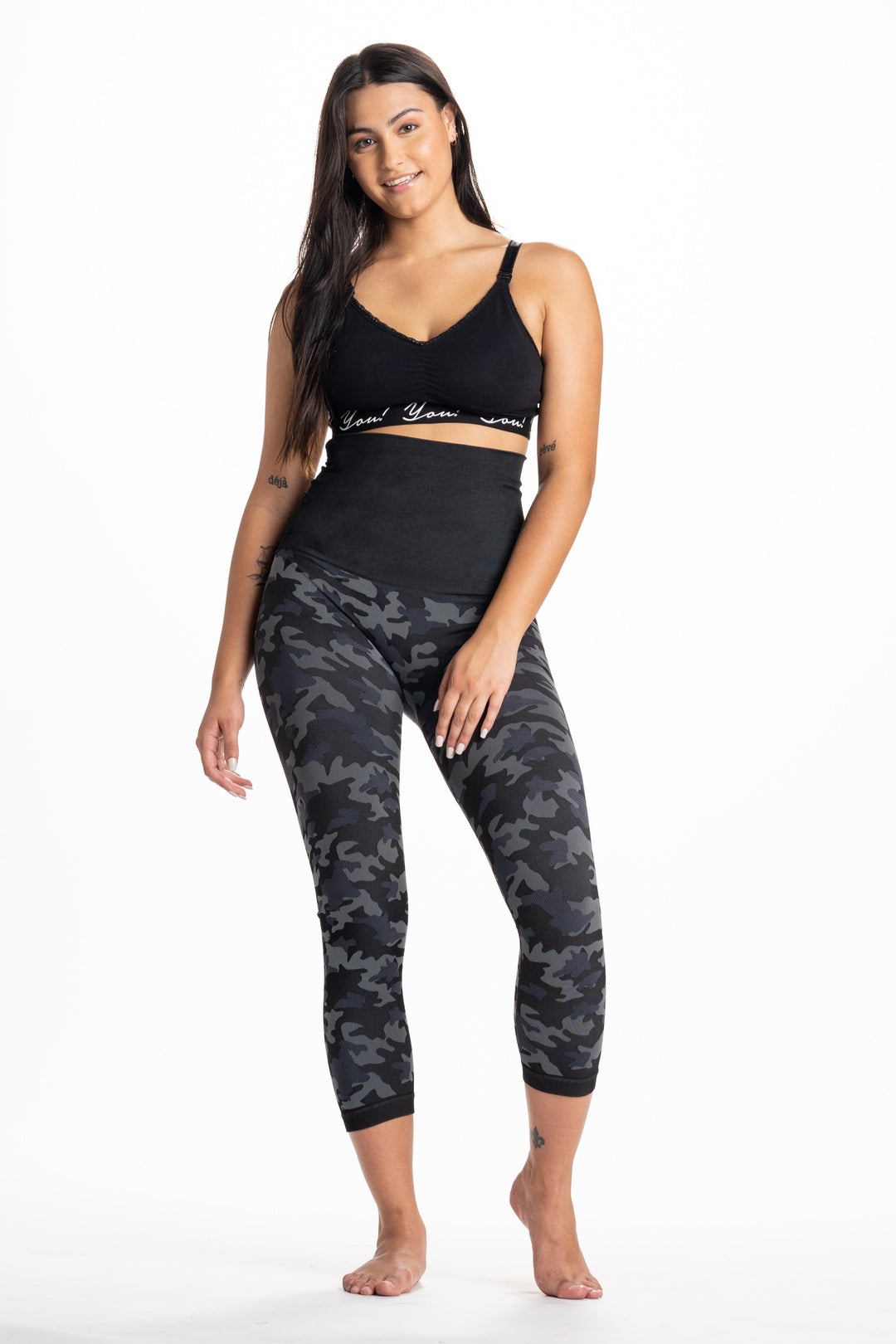 Snapback™ Postpartum Crop Leggings - Black Camo - FINAL SALE - HoneyBug 