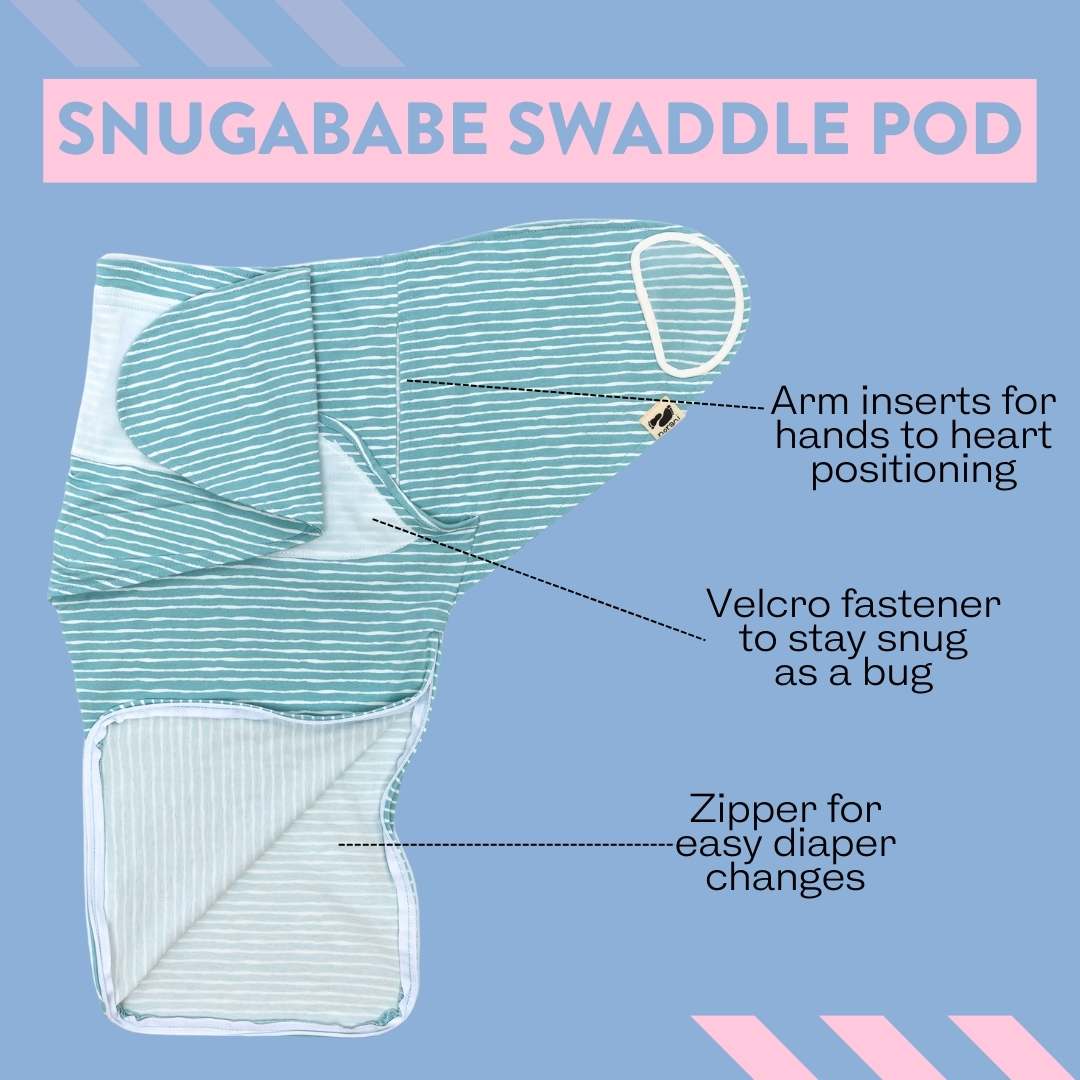 Snugababe Swaddle™ Sleep Pod - Green Stripes