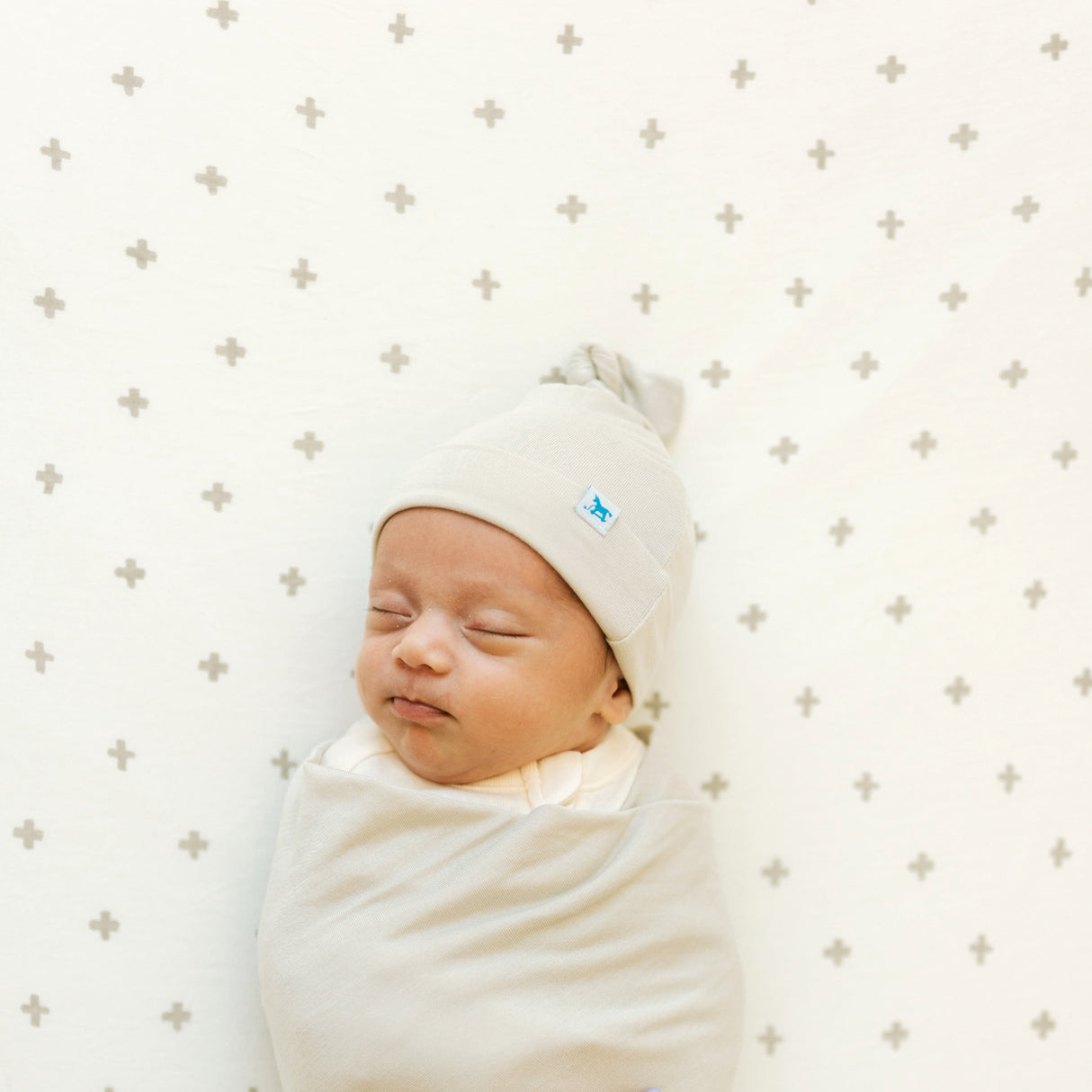 Stretch Knit Crib Sheet - Grey Cross