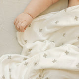 Stretch Knit Swaddle Blanket - Grey Cross