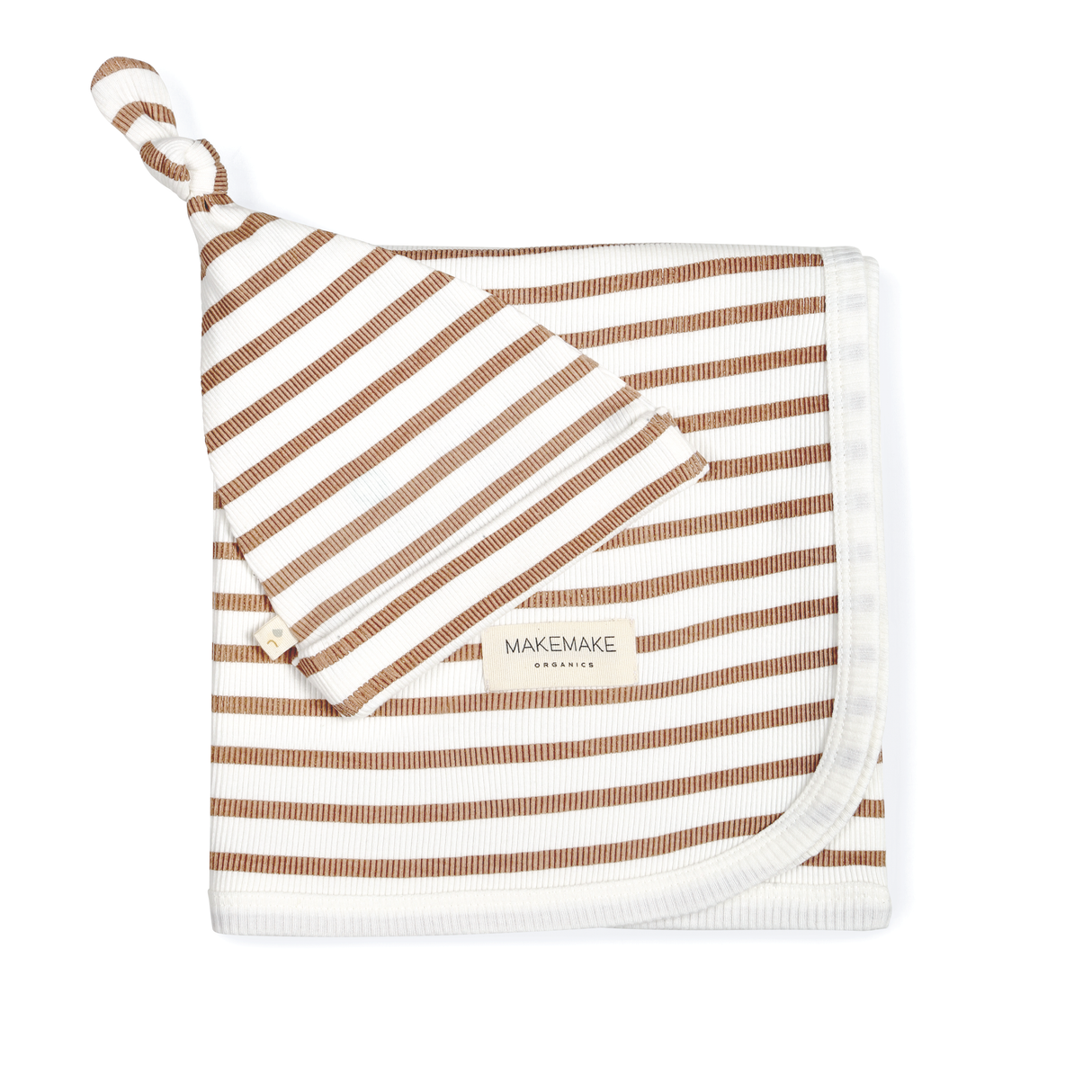 Organic Baby Baby Swaddle Blanket & Hat - Stripes