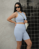 Sublime® Bamboo Hands-Free Pumping Longline Bra Top | French Blue - HoneyBug 