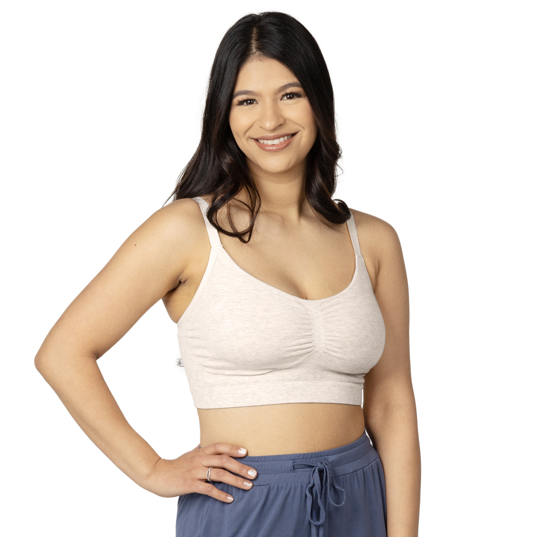 Sublime® Bamboo Hands-Free Pumping Lounge & Sleep Bra | Oatmeal Heather - HoneyBug 