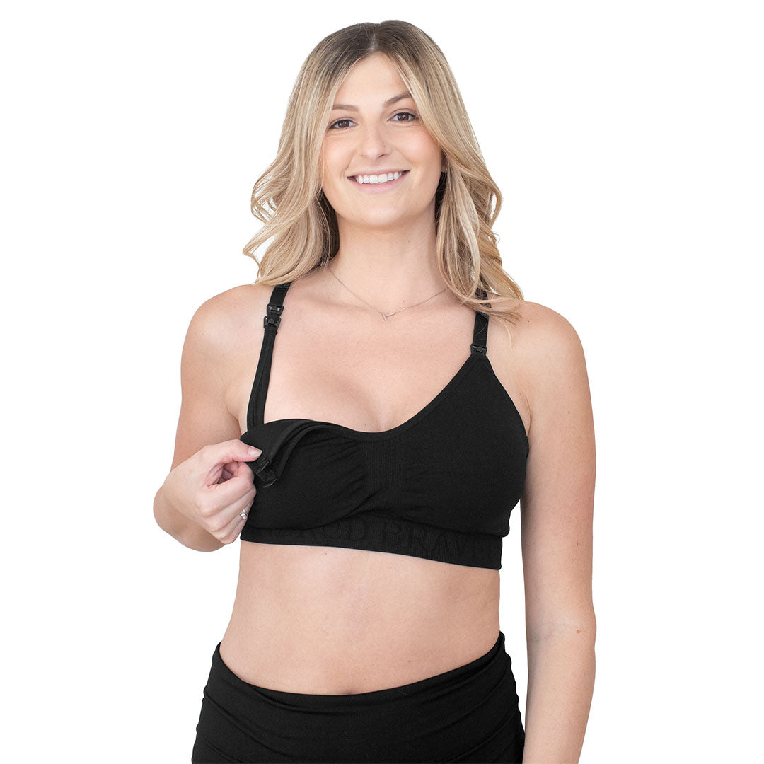 Sublime® Hands-Free Pumping & Nursing Sports Bra | Black - HoneyBug 