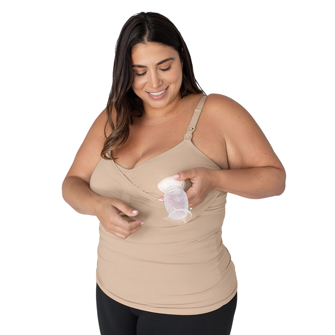 Sublime® Hands-Free Pumping & Nursing Tank | Beige - HoneyBug 