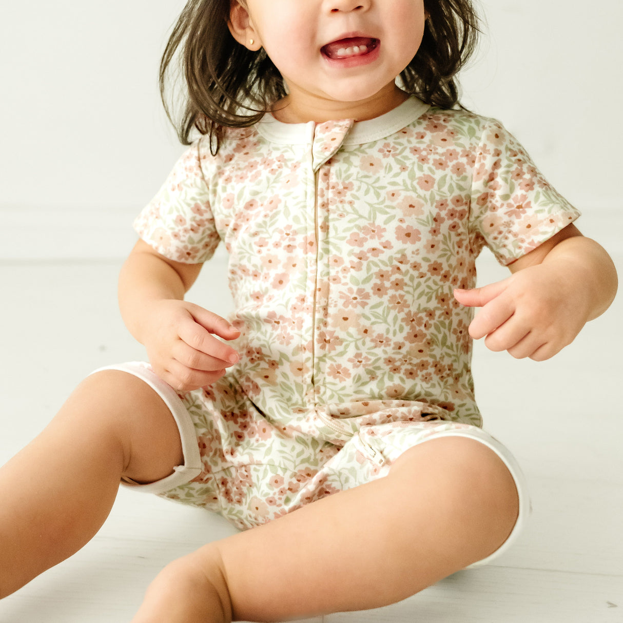 Organic Baby Short Zip Romper - Summer Floral