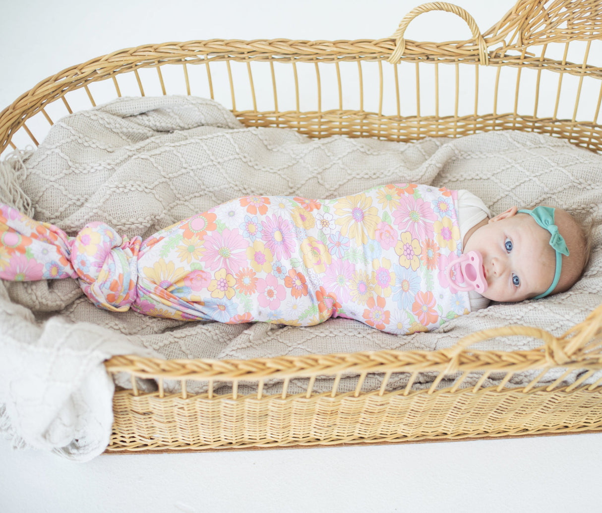 Buttery Soft and Stretchy Swaddle Blanket - Retro Floral