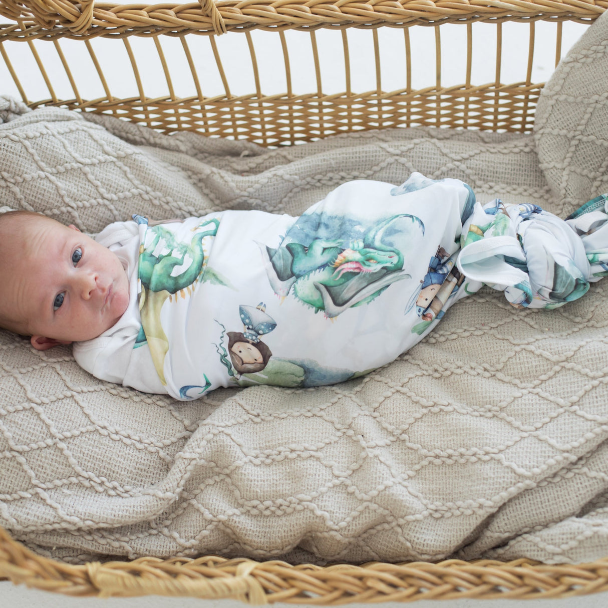 Buttery Soft and Stretchy Swaddle Blanket - Dragons & Knights